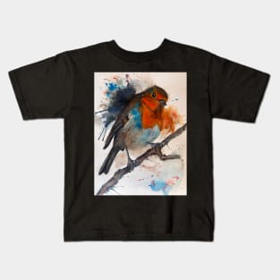 Robin Redbreast Watercolour Kids T-Shirt